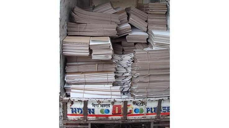 india cardboard stacks