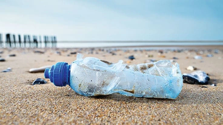 plastic bottle on beach