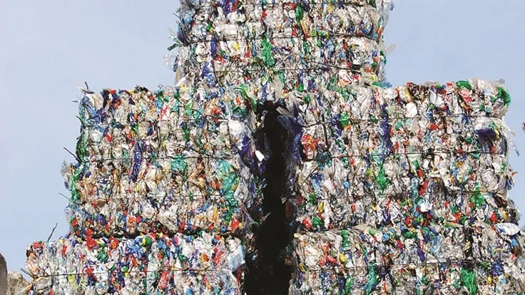 stack of pet bottle bales