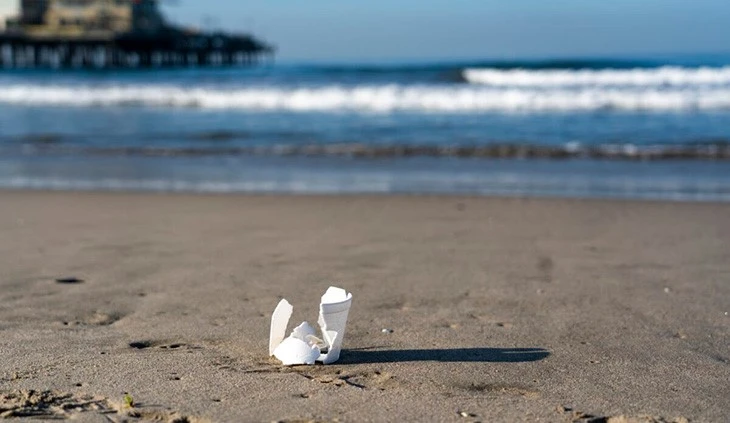 Polystyrene on beach