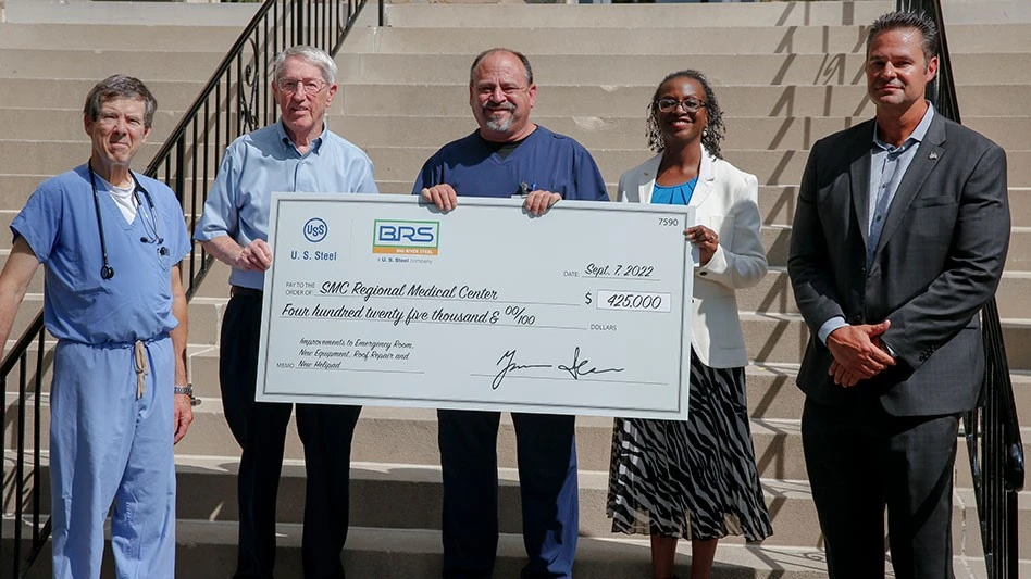 U.S. Steel presents check 