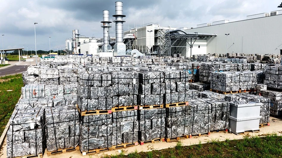 aluminum scrap bales outside of a building