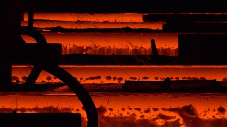 molten slabs of steel