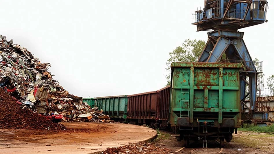 Rail car and scrap pile