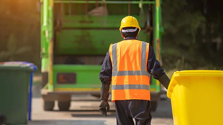 Recycling collection worker