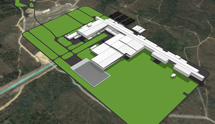 rendering of Novelis' Bay Minette plant will be able to produce an itial 600,000 metric tons of finished aluminum goods annually.