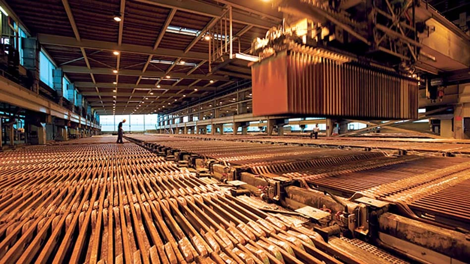 copper cathode in a warehouse