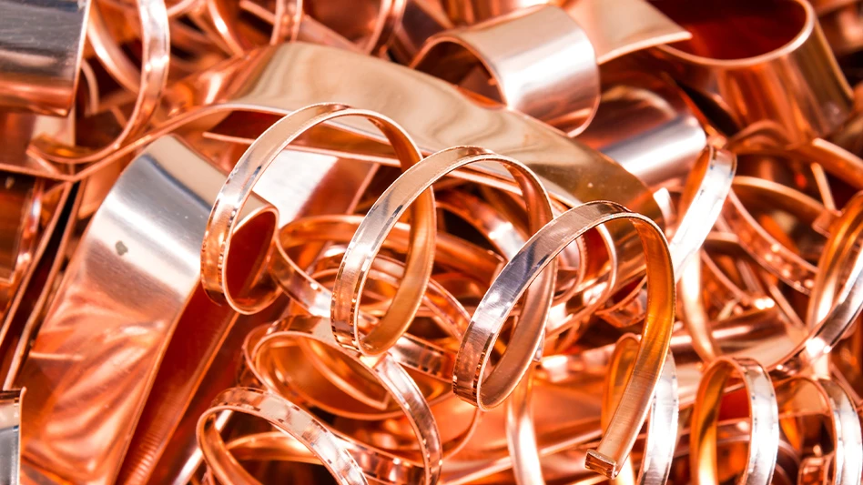 a close-up of shiny copper scrap