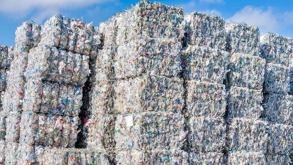 bales of recycled plastic