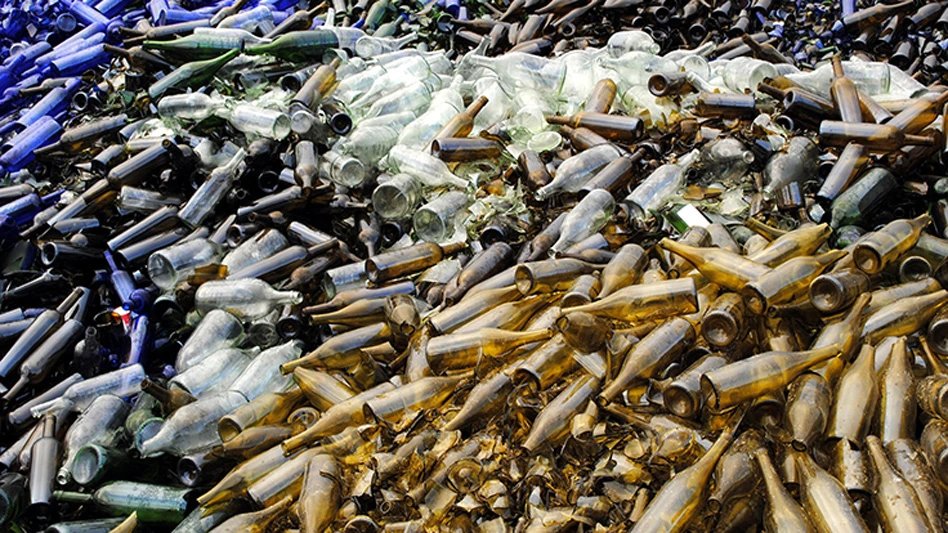 Glass bottles in a pile