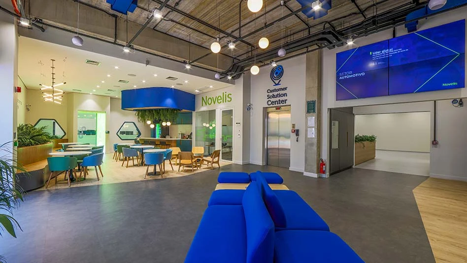 The lobby of Novelis' Can Customer Solution Center in Brazil