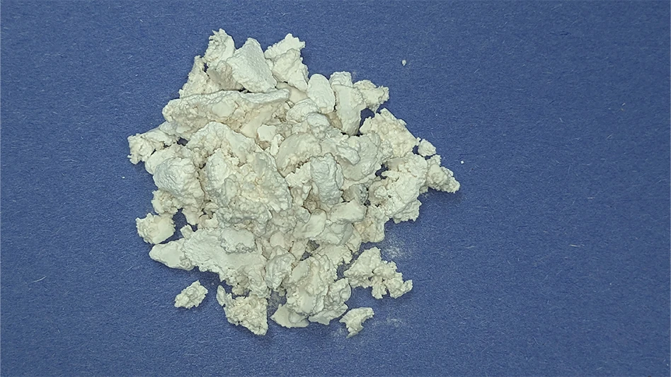 Lithium carbonate produced by Electra in its black mass recycling trial.