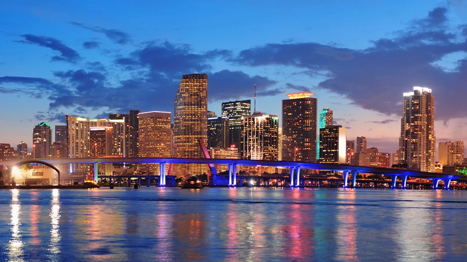 Miami skyline from the water