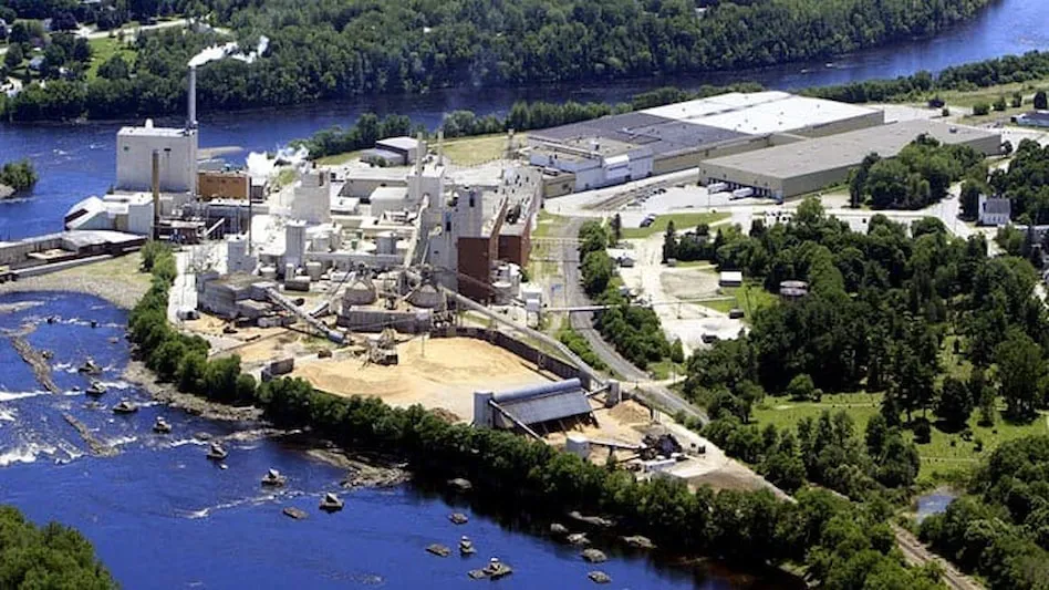 aerial view of ND Paper's Old Town mill complex