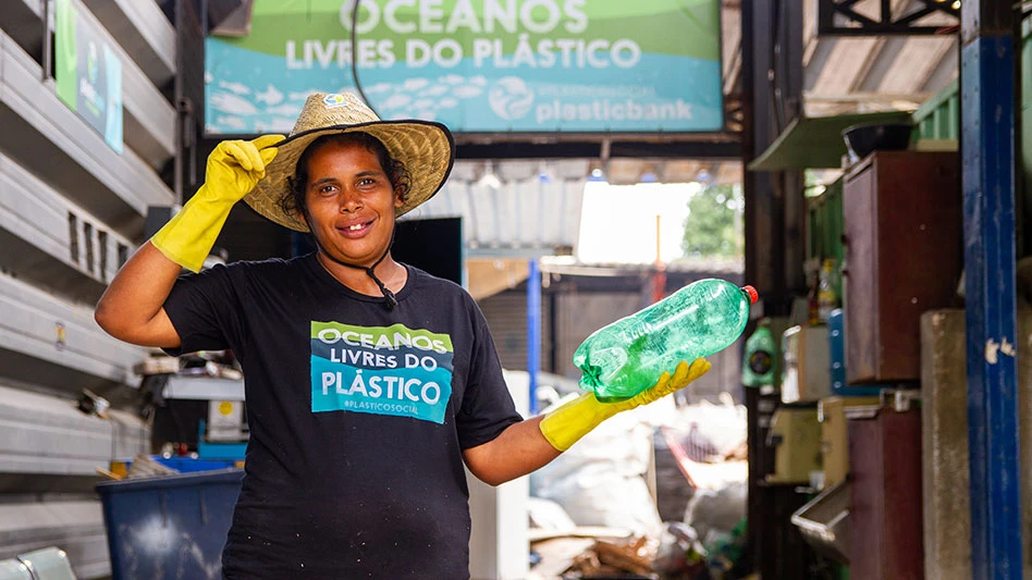 Plastic Bank Recycling collection community member Carla Maria at Boa Reciclagem collection branch in Brazil