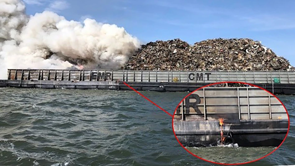 scrap barge fire