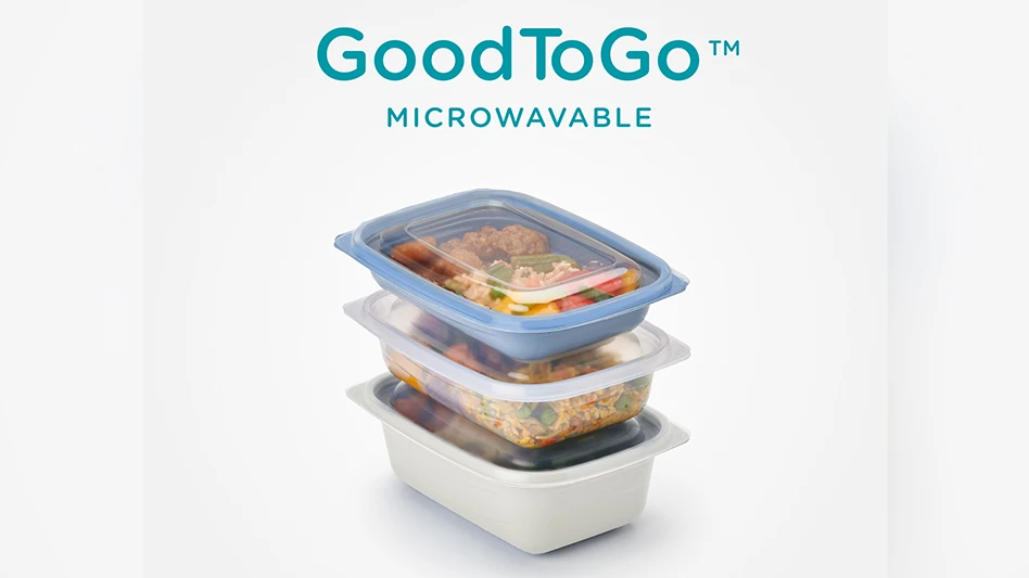 A stack of Good Natured's new GoodToGo line of compostable food containers.