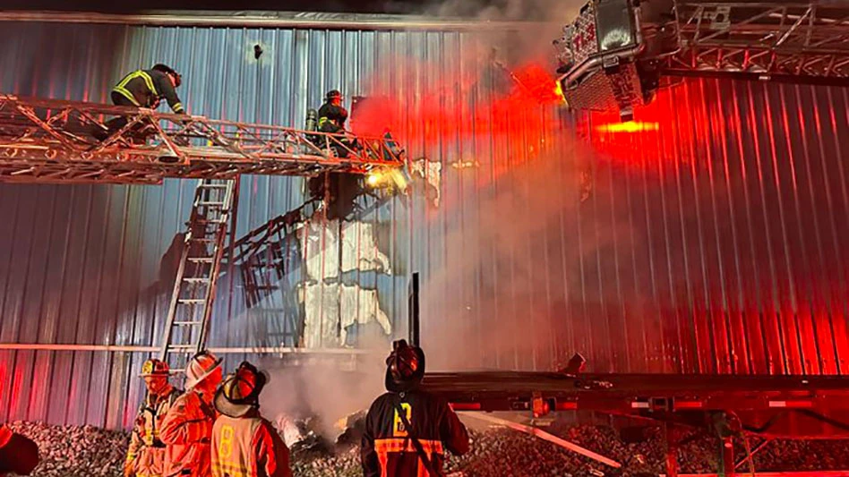 firefighters battle fire at boston recycling facility