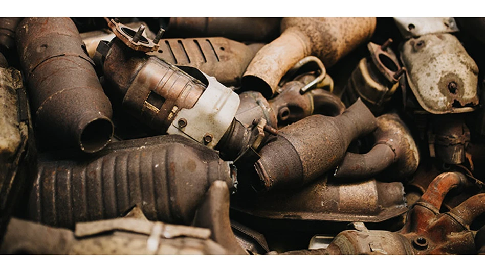 A pile of catalytic converters.