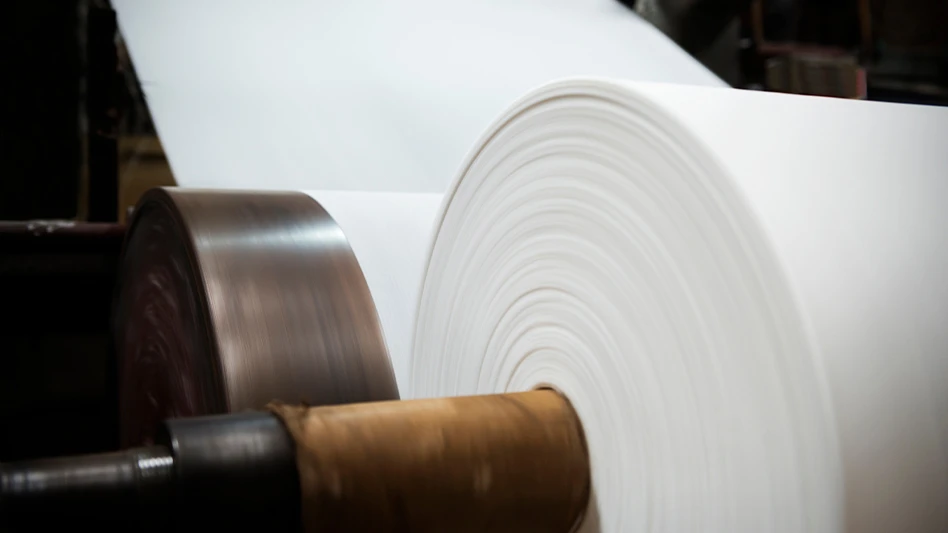 a roll of paper at a manufacturing plant