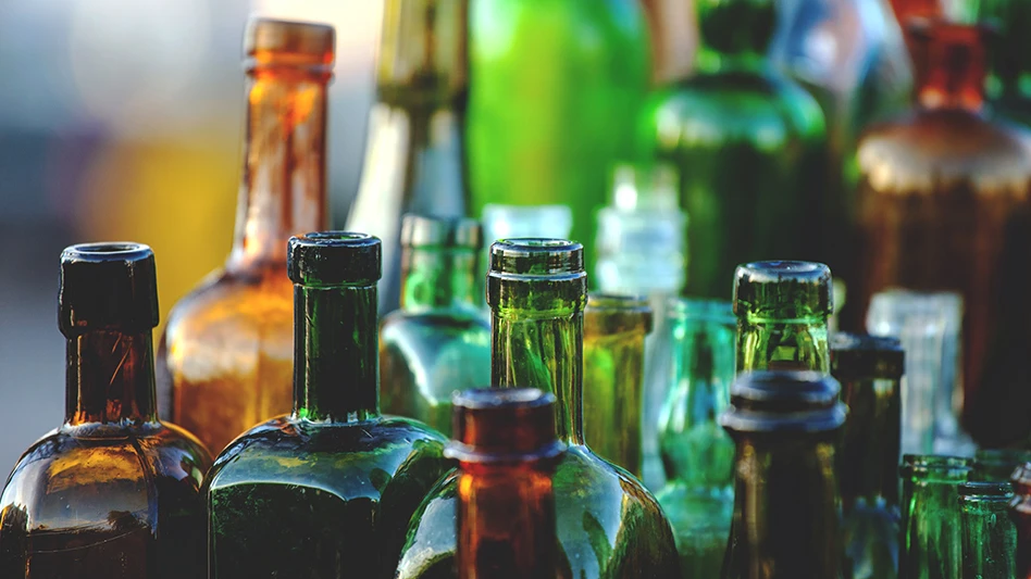 brown and green glass bottles