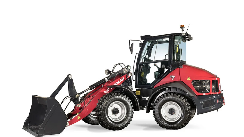 red and black wheel loader