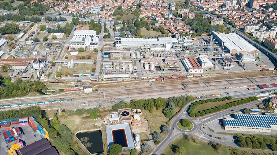 aeriel view of Trinseo's depolymerization plant in Italy