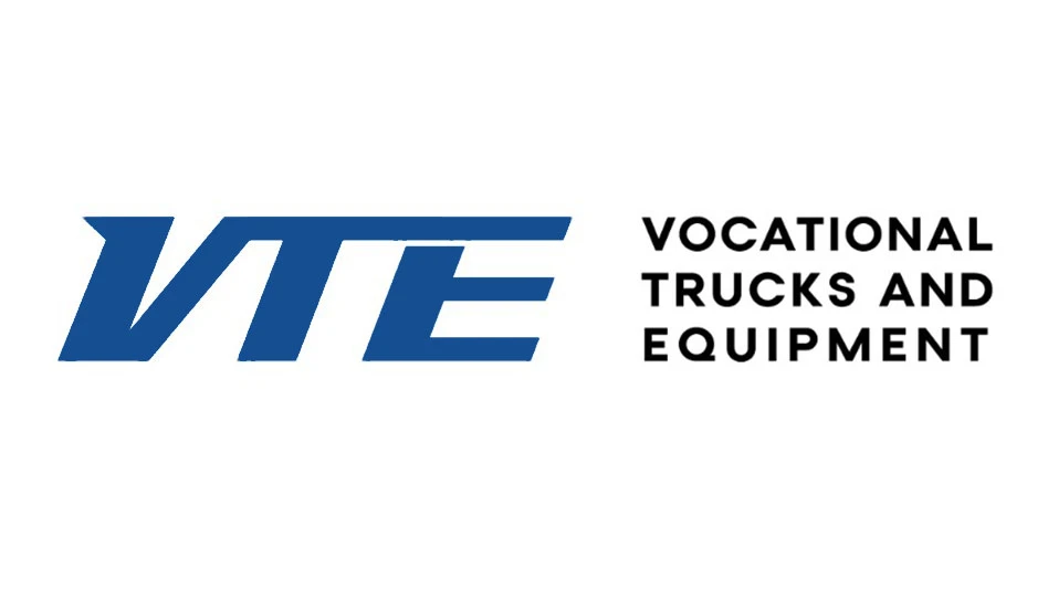 blue and black text: VTE vocational trucks and equipment