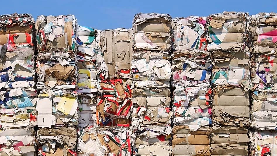 stacks of mixed paper bales