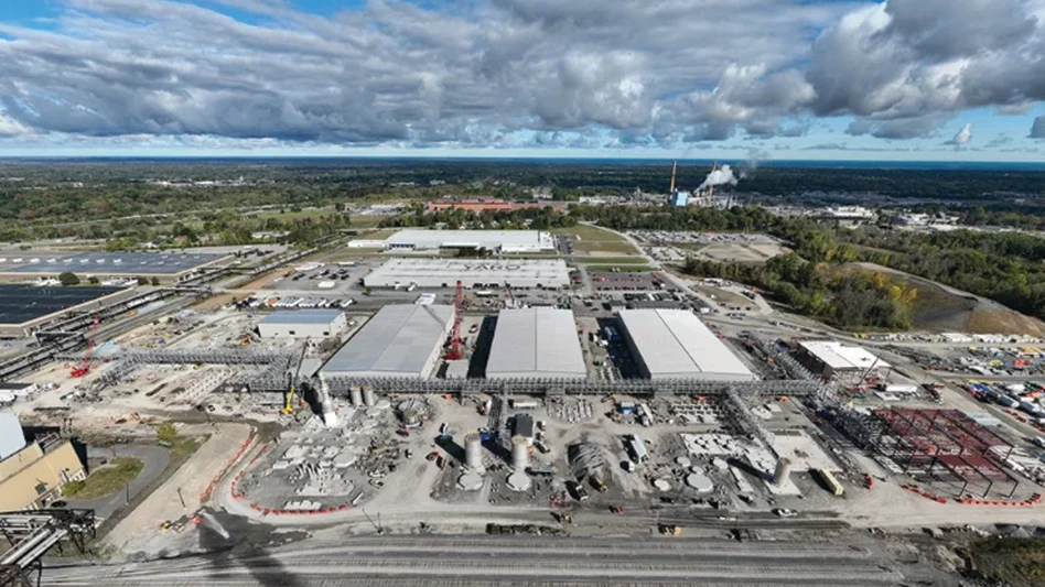 An aerial view of Li-Cycle's "hub" facility site in Rochester, New York.