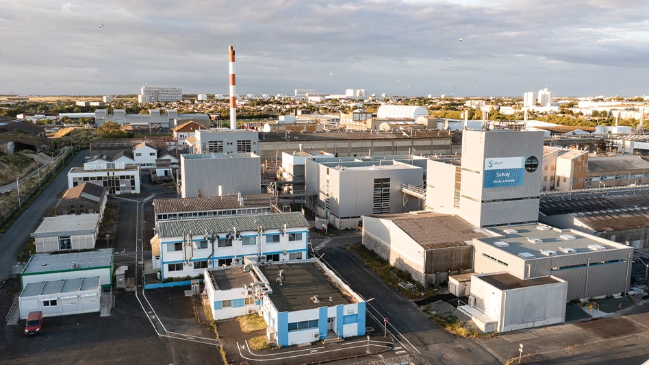 An aerial view of a Solvay facility.