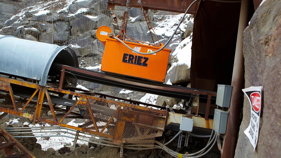 an eriez suspended electromagnet installation