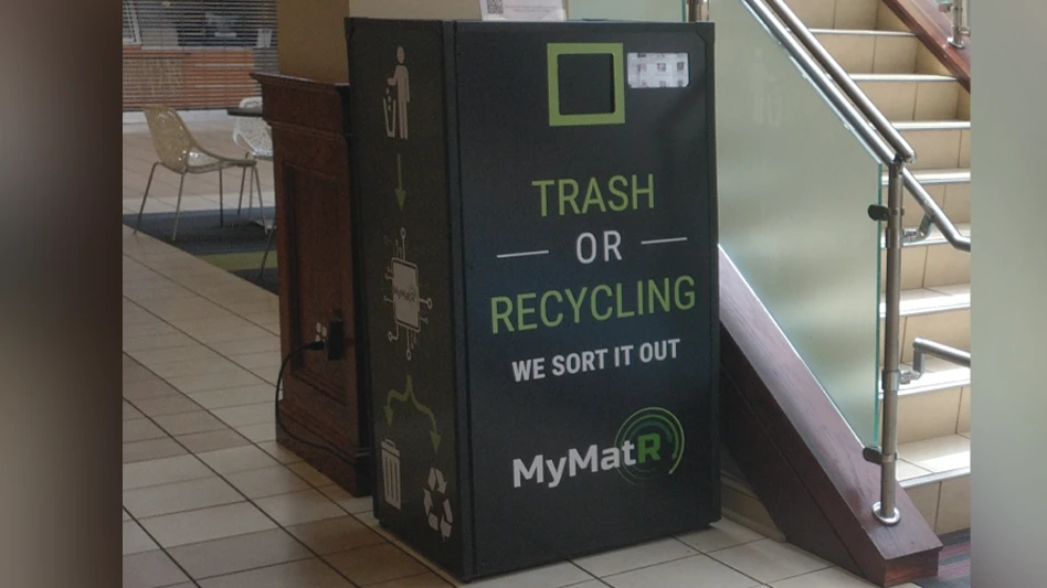 A MyMatR smart bin deployed at a business.