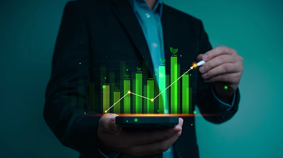 man draws line on graph concept