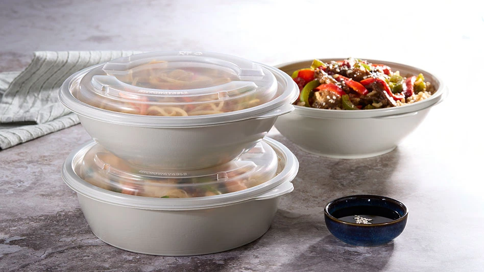 food in take out containers made of plastic