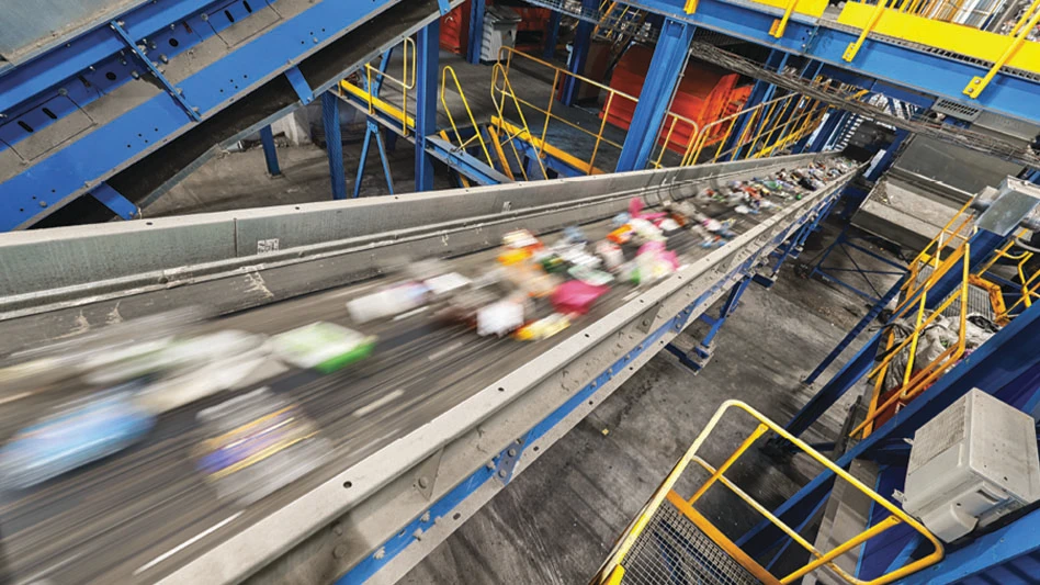 Material on a conveyor belt.