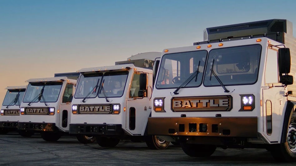 Battle trucks parked in a row