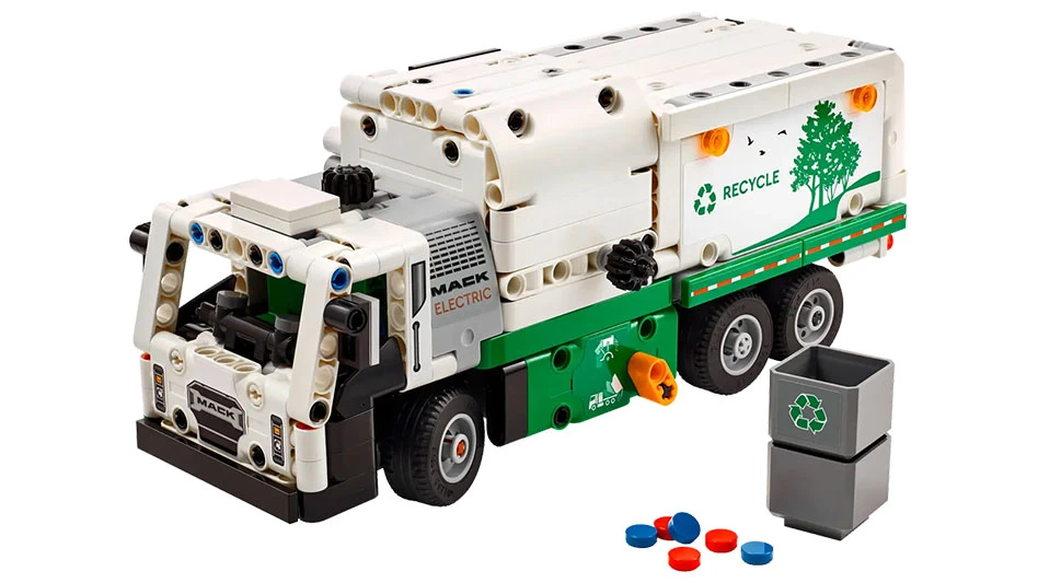 garbage truck made of lego bricks