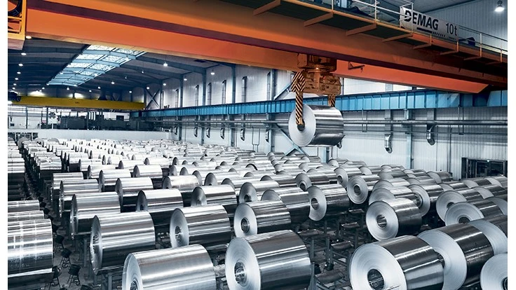 Rolls of aluminum sheet at a Granges facility.