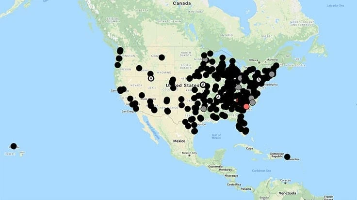 us auto shredder map